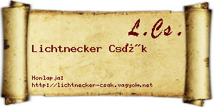 Lichtnecker Csák névjegykártya